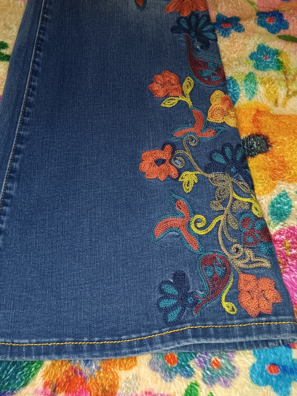 INC Embroidered Flower Women's Flare Jeans - Picture 2 of 12